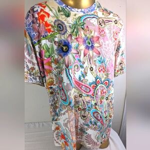 Johnny Was Multicolored Floral Blouse With Vibrant Colors  Size Medium